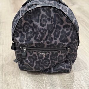 Michael Kors Black and Gray Animal Print Backpack
